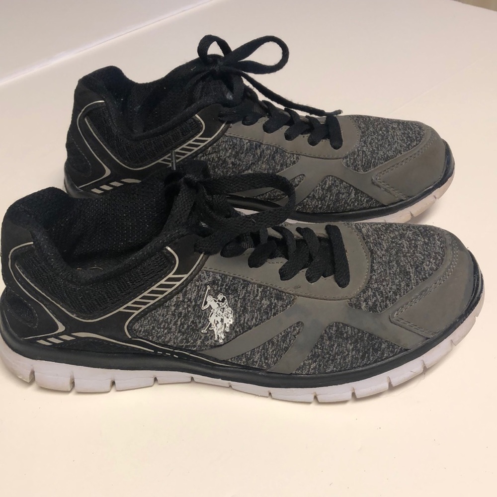 US Polo gray and black sneakers. Sz7